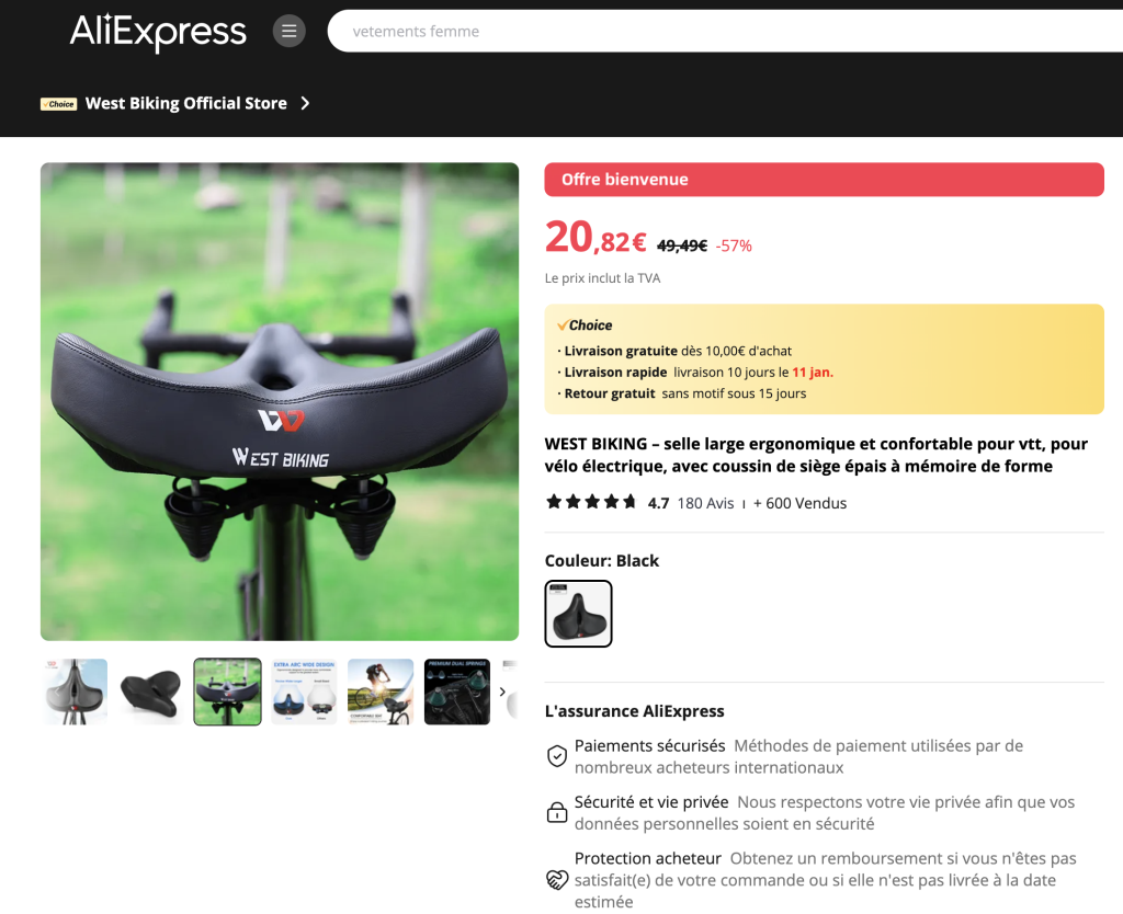 selle vélo Aliexpress